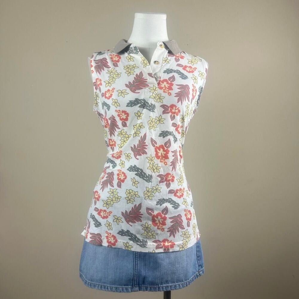 Faded Glory Cottage Core Collared Printed Tank Top